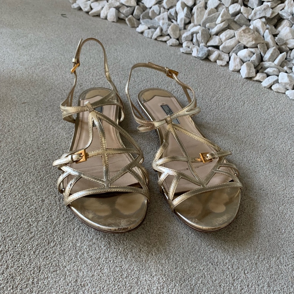 Gold Prada sandals
